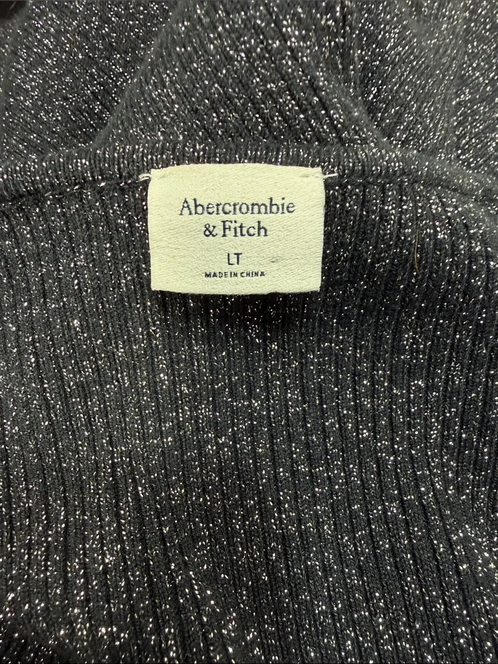 Abercrombie & Fitch Black and Silver Metallic Sweetheart Neck Sweater Dress